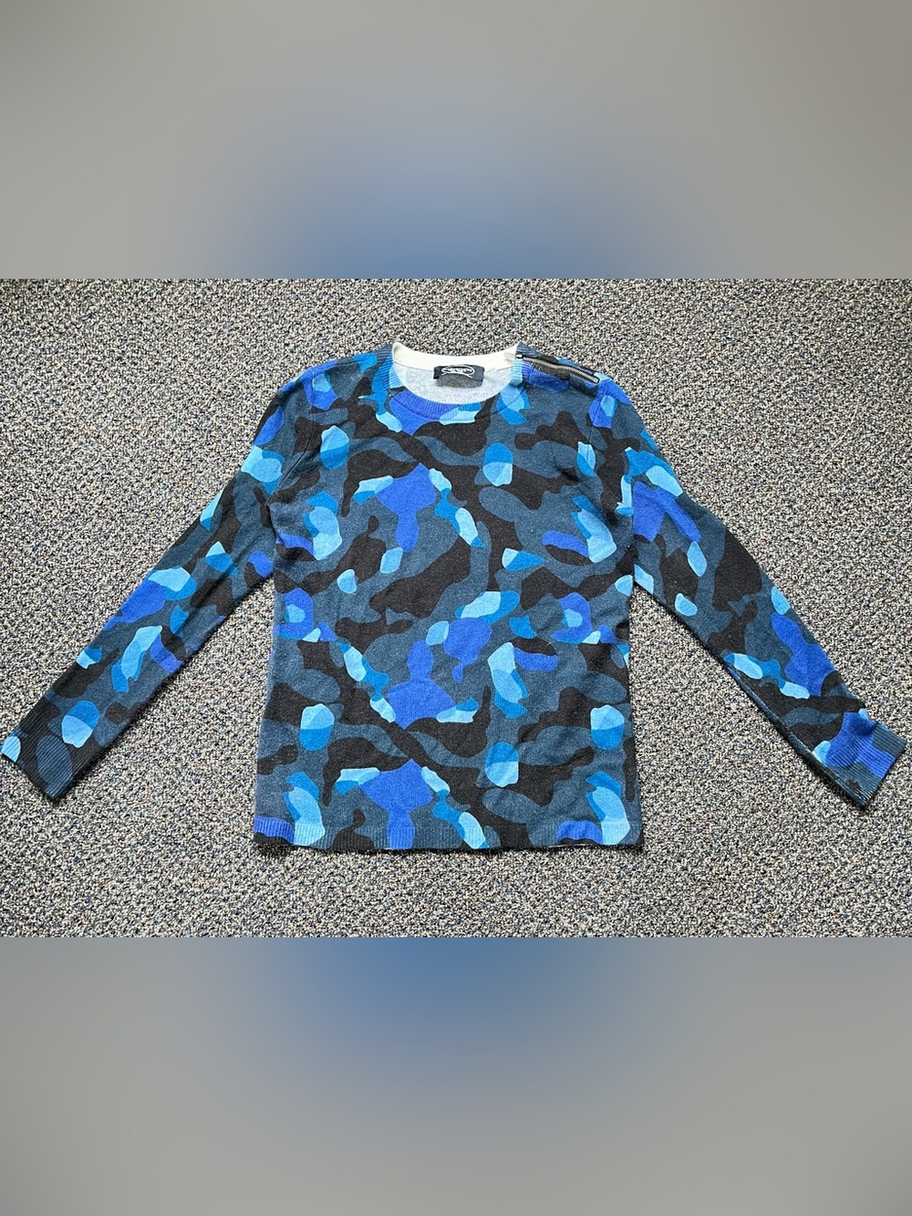 Magaschoni Blue Camo Crewneck Sweater
